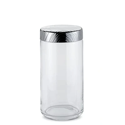 Image of Alessi Veneer PU05 / 150 Hermetic Design Kitchen Jar, in Glass with 18/10 Stainless Steel Lid Embossed Decoration