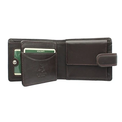 Image of Visconti Heritage Collection KNIGHTSBRIDGE Leather Wallet with Tab Closure RFID blocking HT10 Chocolate