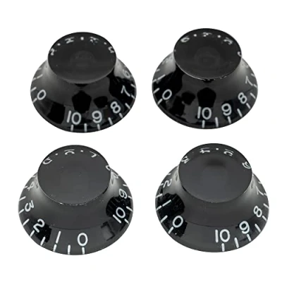 Image of Musiclily Pro Left Handed Imperial Inch Size Bell Top Hat Knobs for USA Made Les Paul Style Electric Guitar,Black (Set of 4)