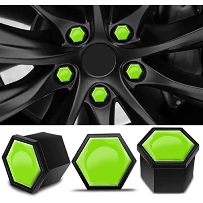 Image of Biomar Labs 16pcs Wheel Nut Covers 4 pcs Locking Bolt Caps Universal Removal Tool 19mm Green LB 38