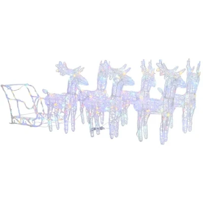 Image of vidaXL Reindeers &amp; Sleigh Christmas Decoration 320 LEDs Acrylic