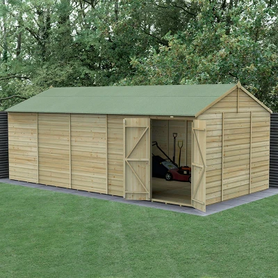Image of 20&#039; x 10&#039; Forest Beckwood 25yr Guarantee Shiplap Pressure Treated Windowless Double Door Reverse Apex Wooden Shed (5.96m 3.21m)