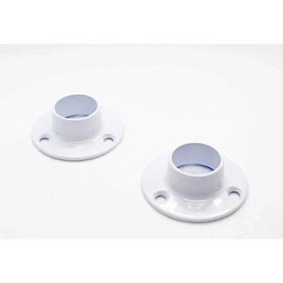 Image of Wardrobe pole rail support End Sockets 19 mm Steel White finish Storage solutions Pack of 2 (19mm Sockets, White)