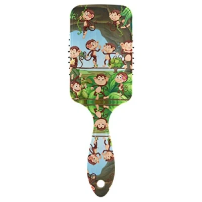 Image of Linomo Hair Brush Cute Animal Monkey Air Cushion Massage Comb for Women Kids, Nylon Wet Dry Curly