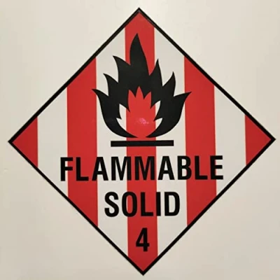 Image of Dangerous Substance Labels Flammable Solid Safety Sign 4 Self Adhesive Sticker 100mm x