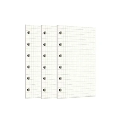 Image of Zelten 3 Pack A7 135 Sheets/270 Pages Squared Loose Leaf Punched Paper Refills for 6 Hole Binder Personal Organizer Diary Notebook Refillable Planner