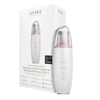 Image of GESKE SmartAppGuided™ MicroCurrent Skin Scrubber &amp; Blackhead Remover 9 in 1 Skincare tool Pores cleaner Anti aging and cleansing Professional face lift Blackheads removal extraction
