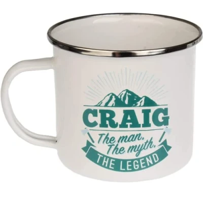 Image of FabFinds Coffee Mug Personalised Enamel Tea Cup (Craig)