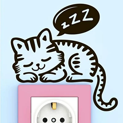 Image of Cat Wall Sticker Art Decal Light Switch Power Socket Decor Bedroom Kid Kitchen Cats Stickers Wallpaper Living Room lamp Posters car Toilet Bathroom transfers Mural Home Decoration Animal Window
