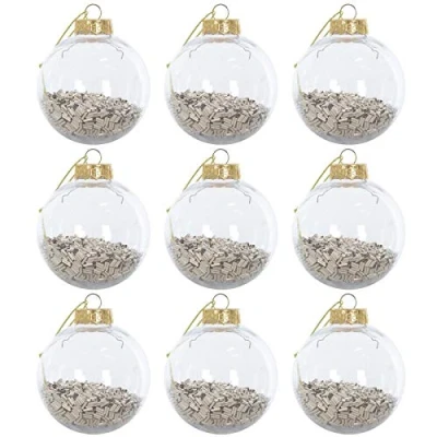 Image of Mr Crimbo 9 Pack Shaker Christmas Tree Baubles Xmas Decorations 8cm Champagne