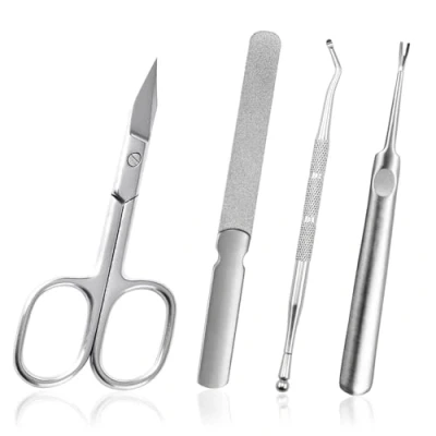 Image of iLamvie 4 PCS Nail Scissors,Cuticle Scissors,Sharp Curved Cuticle Scissors,Multi Purpose Stainless Steel Beauty Scissors Manicure Cutter for Nail, Toenail, Eyebrow, Eyelash