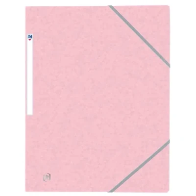 Image of OXFORD Pack of 50 Folders, 3 Flaps, Top File + A4 with Elastic Band, Envelope Card, Pastel Pink