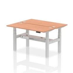 Image of Air B2B 1400x600mm Height Adjustable 2P Bench Desk CP Beech/Silver