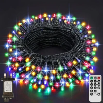 Image of Fairy Lights Plug in, 29.2M/95.8FT 220 LED Waterproof Outdoor String Mains Powered with 8 Modes/Remote Control, Christmas for Outside Indoor Garden Bedroom Decorations(Multi Coloured)