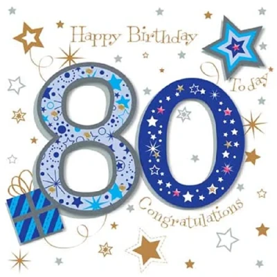 Image of 80th Congratulations Embellished Birthday Greeting Card Talking Pictures Cards MWER0021/80