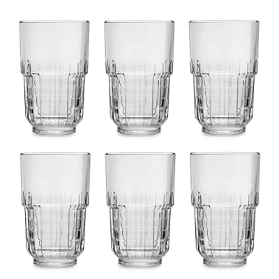 Image of Libbey TarQ Long Drink Glasses 355 ml / 35.5 cl Set of 6 Stackable Dishwasher Safe