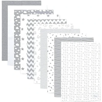 Image of Comfy Cubs Burp Cloths 10 Pack Large 100% Cotton Washcloths Double Layered Absorbent Burping Cloth Extra Baby Soft for Boys and Girls (Grey Pattern, of 10)