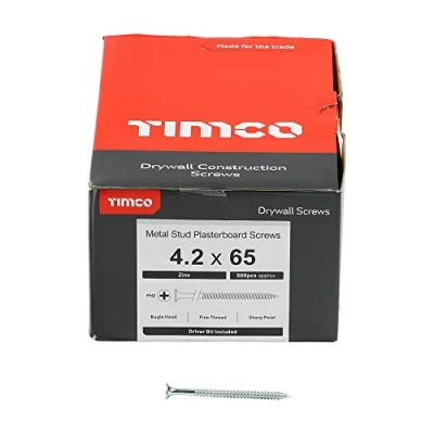 Image of TIMco 00065DRYZ BZP PH2 Philips Drywall Screw 4.2 x 65 Zinc (Box of 500)