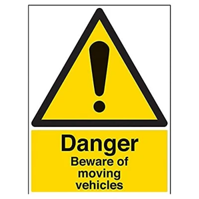 Image of V Safety Danger Beware Of Moving Vehicles Warning Sign 450mm x 600mm 2mm Rigid Plastic