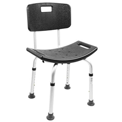 Image of PEPE Shower Chairs for Elderly, Bath Seats Adults Adjustable Stool, Non Slip Disabled, Black Chair, Stool with Backrest, Free Assembly