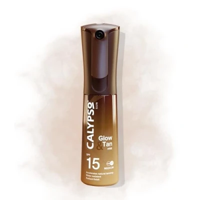Image of Calypso Glow and Tan Mist SPF 15, Bronzing Enhancing Oil with Accelerator, Water Resistant, Sun Spray, Medium UVA &amp; UVB Protection, 100ml