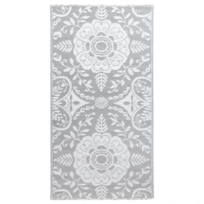 Image of vidaXL Outdoor Carpet Light Grey 80x150 cm Durable Terrace Rug for Balcony/Patio, PP Material with Stylish Jacquard Pattern