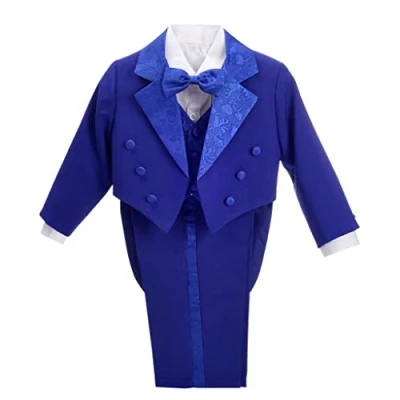 Image of Lito Angels Baby Boys Tuxedo Wedding Suits &amp; Blazers, Page Boy Formal Outfit 5 Pieces Set with Waistcoat, Age 9 12 Months, Royal Blue (Tag Number 01)