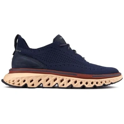 Image of Cole Haan Mens 5.Zerogrand Stitchlite Wingtip Running Style Trainers Blue 7 UK