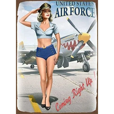 Image of 8x12 inch Pin Up Girl Ww2 Poster Vintage Style Metal Advertising Wall Plaque Sign Decor SP#132