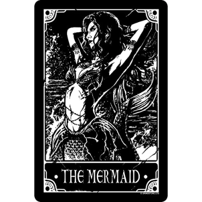 Image of Deadly Tarot The Mermaid Small Tin Sign Black 10x15cm