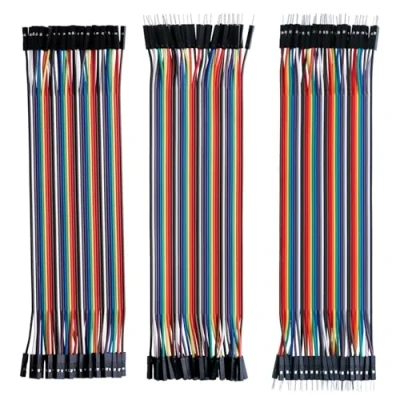 Image of ELEGOO 120pcs Multicolored Dupont Wire 40pin Male to Female, Male, Female Breadboard Jumper Ribbon Cables Kit Compatible with Arduino Projects