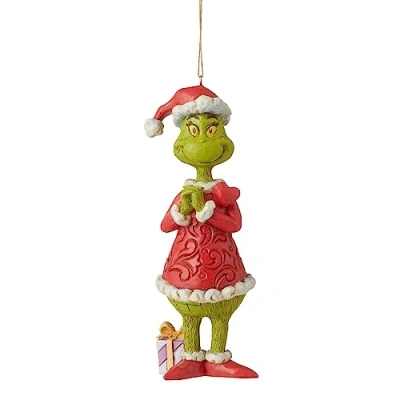 Image of Grinch by Jim Shore with Blinking Heart Hanging Ornament