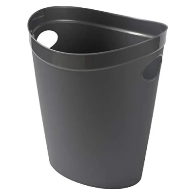 Image of Addis 518077 Plastic Waste Paper Bathroom Bedroom Office Trash Bin, Metallic Silver, 12 ltr