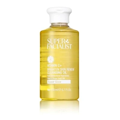 Image of Super Facialist Vitamin C + Brighten Skin Renew Cleansing Oil, Face Cleanser for Dissolving Makeup &amp; Remove Daily Impurities, Contains Olive Vegan Friendly, 200ml (Cleansing Oil)