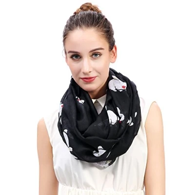 Image of Lina &amp; Lily Rabbit Bunny Print Lightweight Snood Scarf (Black)