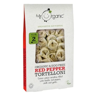 Image of Mr Organic Red Pepper Tortellini Egg Free Vegan Friendly Made with Ingredients Delicious and Filling Perfect for Pasta Lovers 250g Pack