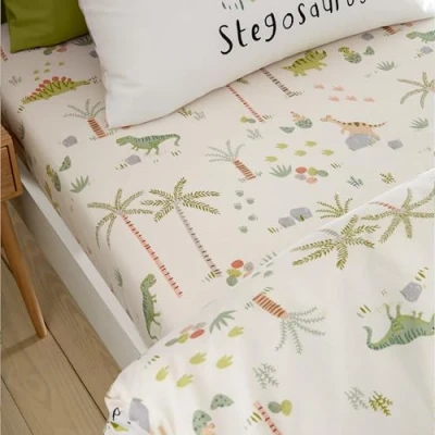 Image of Catherine Lansfield Sleepy Dino Junior Fitted Sheet Green
