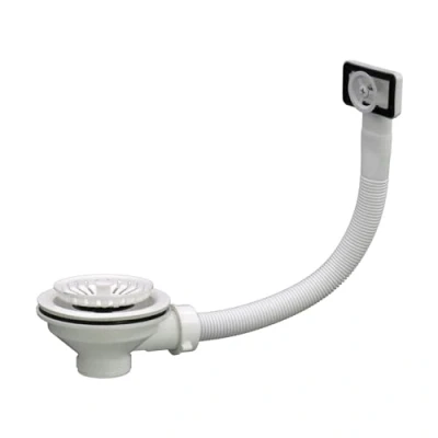 Image of Liquida SW4MW Matt White Kitchen Sink Basket Strainer Waste with Overflow