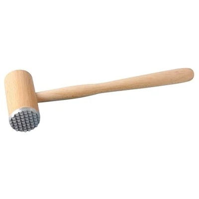 Image of Fackelmann Nature Meat Tenderiser, Beech Wood with Stainless Steel Function Part, 31x9.5x4.5cm, Natural/Light Brown &amp; Silver
