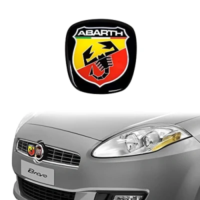 Image of Abarth 3D Official Shield Logo Sticker for Fiat Bravo Front 75 x 69 mm Red