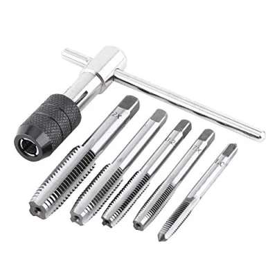 Image of Screw Tap, 6PCS/Set M6 M12 Tap &amp; T shaped Wrench Threading Tapping Hand Tool Kit for Operation 1 piece and 5 pieces Taps