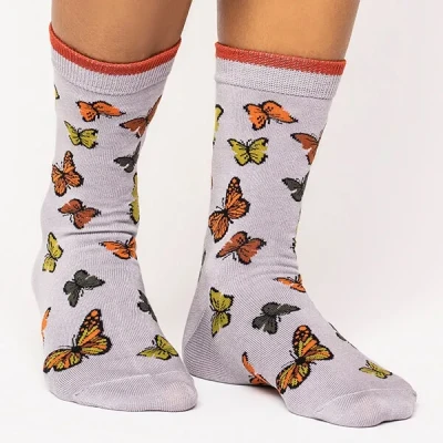 Image of Women&#039;s 1 Pair Thought Butterfly Organic Cotton Socks Pebble Grey 4 7 Ladies
