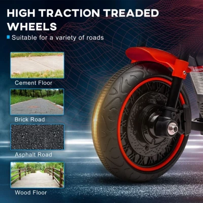 Image of HOMCOM 6V Kids Electric Motorbike Ride Ons Motorcycle with Training Wheels, Headlight, for Ages 18 36 Months Red