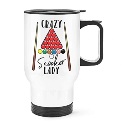 Image of Crazy Snooker Lady Travel Mug Cup with Handle