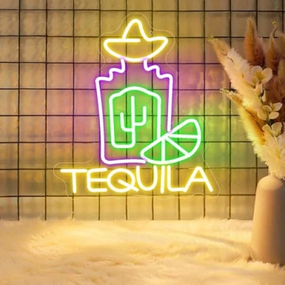 Image of Tequila Neon Sign, Dimmable Lights for Wall Decor, LED Light Up Sign USB Powered Bedroom Bar Beer Pub Restaurant Men Cave Club Home Party