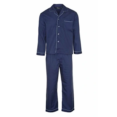 Image of Mens Woven Pyjama Set Nightwear Summer Wear (2X Large, Navy)