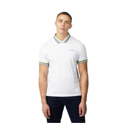 Image of Ben Sherman Mens House Collar Polo White 0070758 Short Sleeved 4XL
