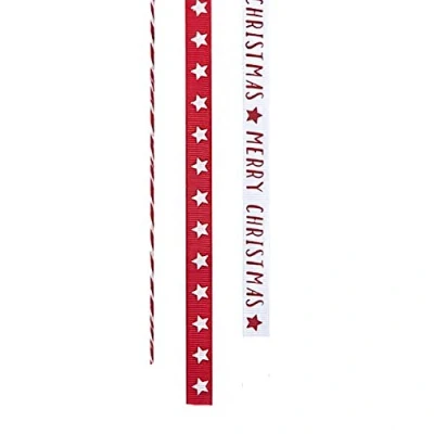 Image of Ginger Ray Merry Christmas &amp; Star Designer Gift Wrap Ribbon