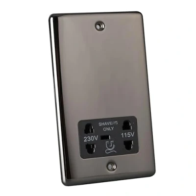Image of Caradok Shaver Socket 115v/230v Dual Voltage Black Nickel, Insert