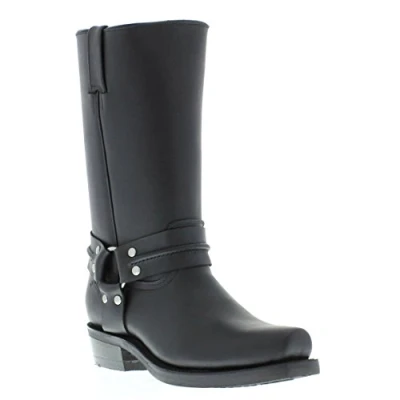 Image of Grinders Renegade Hi Black Unisex Leather Boot Cowboy Western Bikers High Boots (UK 10/ EU 44 Men)
